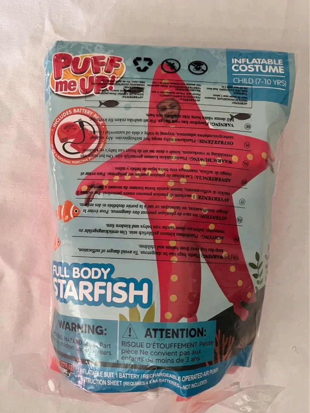 Kids Halloween Inflatable Starfish Costume age 7-10